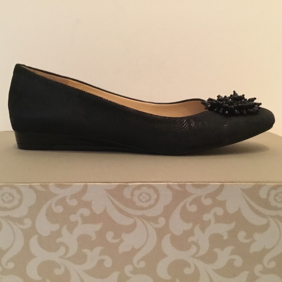 Alex Marie Meghann black leather ballet flats bead embellishments / NEW - Picture 5 of 9